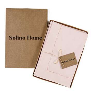 Solino Home Dinner Napkins 20 x 20 Inch - Cotton Linen Hemstitch Pink Cloth Napkins Set of 4 for Spring, Easter - Handcrafted and Machine Washable