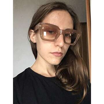 FEISEDY Vintage Women Sunglasses Chunky Square UV400