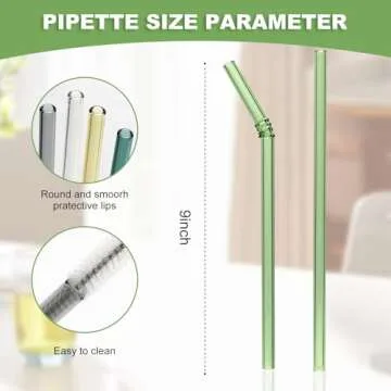 Reusable Colorful Glass Straws for All Drinks