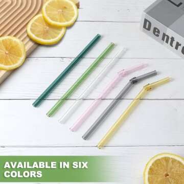 Reusable Colorful Glass Straws for All Drinks