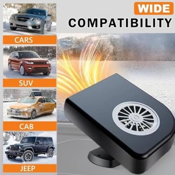 Portable Car Heater Fan, 12V 150W Car Defroster Defogger Heater, 2 in 1 Heating and Cooling Car Heater Defroster Anti-Fog, 360 °Rotatable Windshield Demister Defroster Plug in Cigarette Lighter