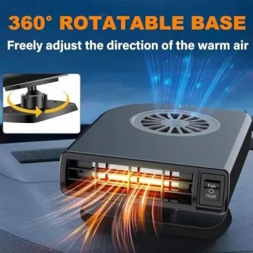 Portable Car Heater Fan, 12V 150W Car Defroster Defogger Heater, 2 in 1 Heating and Cooling Car Heater Defroster Anti-Fog, 360 °Rotatable Windshield Demister Defroster Plug in Cigarette Lighter