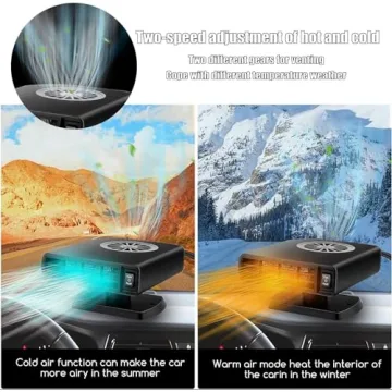 Portable Car Heater Fan, 12V 150W Car Defroster Defogger Heater, 2 in 1 Heating and Cooling Car Heater Defroster Anti-Fog, 360 °Rotatable Windshield Demister Defroster Plug in Cigarette Lighter