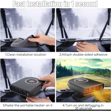 Portable Car Heater Fan, 12V 150W Car Defroster Defogger Heater, 2 in 1 Heating and Cooling Car Heater Defroster Anti-Fog, 360 °Rotatable Windshield Demister Defroster Plug in Cigarette Lighter