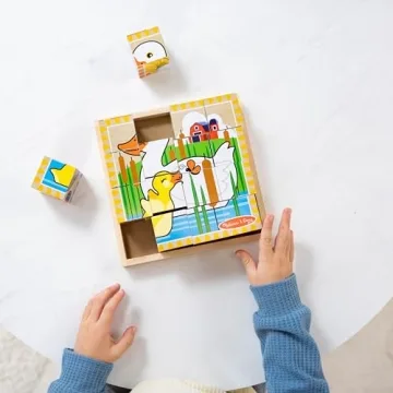 Melissa & Doug Farm Wooden Cube Puzzle with Storage Tray - Fun & Education