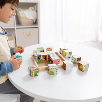 Melissa & Doug Farm Wooden Cube Puzzle with Storage Tray - Fun & Education