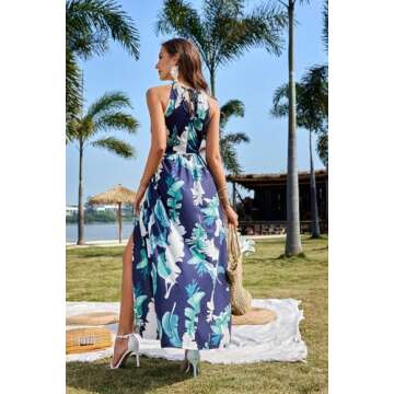 KILIG Women's Summer Maxi Dress 2025 Casual Sleeveless Split Floral Sundress Beach Vacation Flowy Long Dresses(Floral01,S)