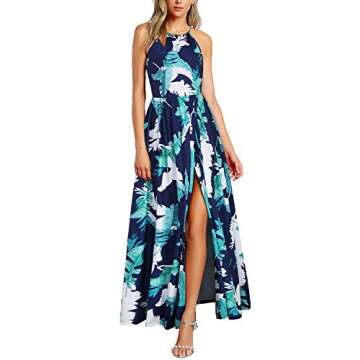 KILIG Women's Summer Maxi Dress 2025 Casual Sleeveless Split Floral Sundress Beach Vacation Flowy Long Dresses(Floral01,S)
