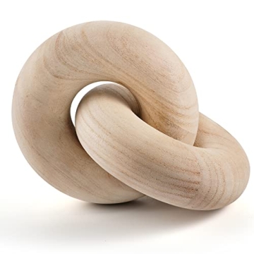 POPRHINO Wood Chain Decor - Hand Carved Boho Wood Knot 2-Link Decorative Charm for Living Room