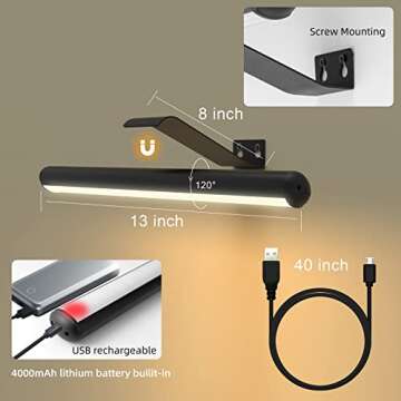 Arixinks Picture Light with Remote,Battery Painting Light with 3 Lighting Colors Rechargeable,Art Li...