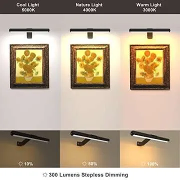 Arixinks Picture Light with Remote,Battery Painting Light with 3 Lighting Colors Rechargeable,Art Light Display Wall Light with Dimmable Timer, Full Metal Picture Light for Picture Gallery Dart
