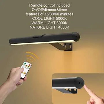 Arixinks Picture Light with Remote,Battery Painting Light with 3 Lighting Colors Rechargeable,Art Light Display Wall Light with Dimmable Timer, Full Metal Picture Light for Picture Gallery Dart