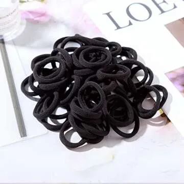 ZBORH 50PCS Black Hair Ties for Women, Seamless Hair Bands, Elastic Ponytail Holders, No Damage for Thick Hair