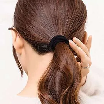 ZBORH 50PCS Black Hair Ties for Women, Seamless Hair Bands, Elastic Ponytail Holders, No Damage for Thick Hair