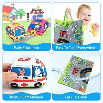 SYNARRY Soft Car Toys for 1 Year Old Boy, Baby Boy Toys 6 to 12 Months 12-18 Months, Kid Toy Cars for 1 Year Old Boys Infant with 1 Mat/Storage Bag, 1st Birthday Gifts for Toddler Toys Age 1(9 Sets)