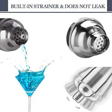 Cocktail Shaker 24 OZ Bartender Kit, Martini Shaker Stainless Steel Bar Kit Drink Mixer Shaker Set