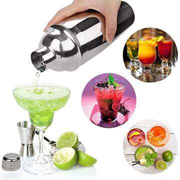 Cocktail Shaker 24 OZ Bartender Kit, Martini Shaker Stainless Steel Bar Kit Drink Mixer Shaker Set