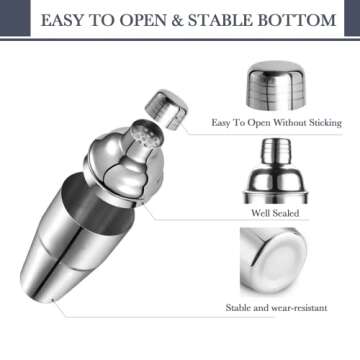 Cocktail Shaker 24 OZ Bartender Kit, Martini Shaker Stainless Steel Bar Kit Drink Mixer Shaker Set