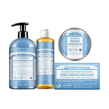 Dr Bronner's Baby Unscented Set for Sensitive Skin and Babies