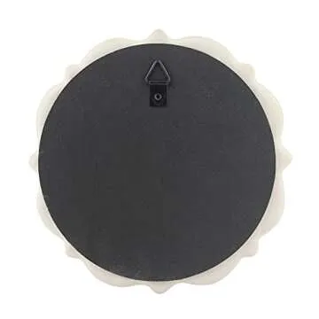 Stonebriar 8" Round Off White Ceramic Accent Wall Mirror with Attached Hanging Loop, Decorative Vintage Decor for the Living Room, Bedroom, Hallway, and Entryway