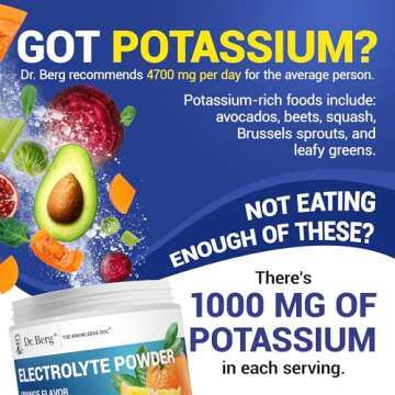 Dr. Berg Zero Sugar Hydration Keto Electrolyte Powder - Enhanced w/ 1000 mg of Potassium & Real Pink Himalayan Salt (NOT Table Salt) - Orange Flavor Hydration Drink Mix Supplement - 50 Servings