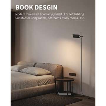 VISDANFO Modern Floor Lamp, 360 Degree Rotation Sky LED Floor lamp Office Lighting, Bright LED Standing Pole Light, Tall Lamps for Living Room,Bedroom,Reading,Study Room (Black)