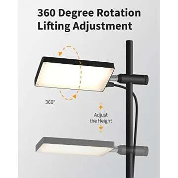 VISDANFO Modern Floor Lamp, 360 Degree Rotation Sky LED Floor lamp Office Lighting, Bright LED Standing Pole Light, Tall Lamps for Living Room,Bedroom,Reading,Study Room (Black)