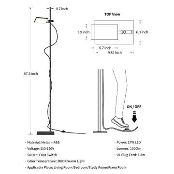 VISDANFO Modern Floor Lamp, 360 Degree Rotation Sky LED Floor lamp Office Lighting, Bright LED Standing Pole Light, Tall Lamps for Living Room,Bedroom,Reading,Study Room (Black)