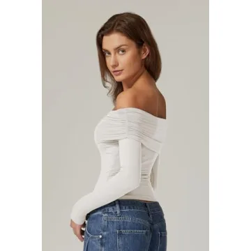 Trendy QINSEN Off the Shoulder Crop Top for Women