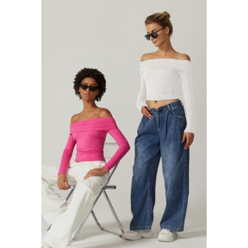 Trendy QINSEN Off the Shoulder Crop Top for Women