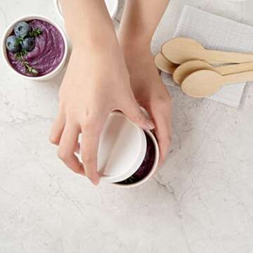 LIDS ONLY: Coppetta Lids For 4 Ounce Ice Cream Cups, 50 No-Leak Lids For Treat Cups - Cups Sold Separately, For Hot And Cold Foods, White Paper Lids For Chili Cups - Restaurantware