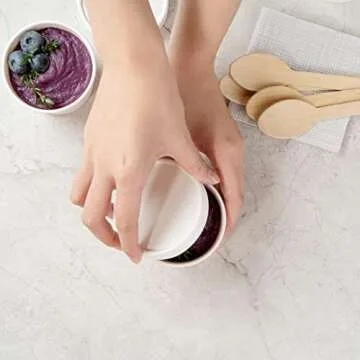 LIDS ONLY: Coppetta Lids For 4 Ounce Ice Cream Cups, 50 No-Leak Lids For Treat Cups - Cups Sold Separately, For Hot And Cold Foods, White Paper Lids For Chili Cups - Restaurantware