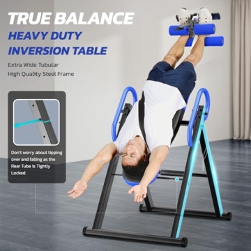 Dripex Heavy Duty Gravity Inversion Table 300 lbs Capacity with Adjustable Protective Belt Inversion Table for Back Pain Relief Updated (Blue)