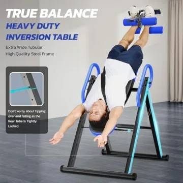 Dripex Heavy Duty Gravity Inversion Table 300 lbs Capacity with Adjustable Protective Belt Inversion Table for Back Pain Relief Updated (Blue)