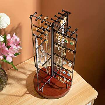 ProCase Rotating Jewelry Organizer Stand Earring Holder Organizer with 28 Necklace Hooks, Jewelry Tr...