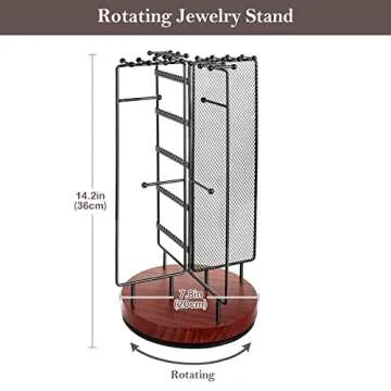 ProCase Rotating Jewelry Organizer Stand Earring Holder Organizer with 28 Necklace Hooks, Jewelry Tree Earring Stand Tower Storage Rack Bracelet Holder, Holds More than 100 Pairs Earrings -Black