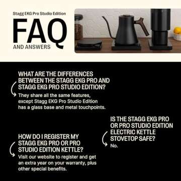 Fellow Stagg EKG Pro Studio Electric Gooseneck Kettle - Pour-Over Coffee and Tea Pot, Stainless Steel, Quick Heating, Matte Black with Walnut Wood Handle, 0.9 Liter