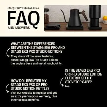 Fellow Stagg EKG Pro Studio Electric Gooseneck Kettle - Pour-Over Coffee and Tea Pot, Stainless Steel, Quick Heating, Matte Black with Walnut Wood Handle, 0.9 Liter