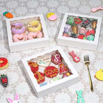 Elegant RomanticBaking 15pcs Bakery Boxes with Window