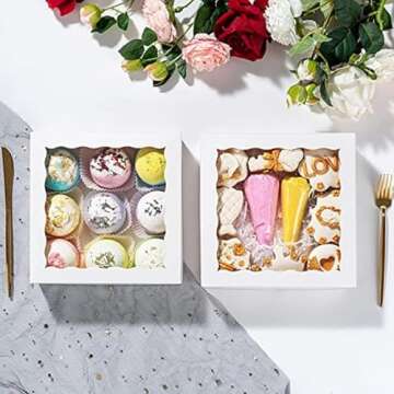 Elegant RomanticBaking 15pcs Bakery Boxes with Window