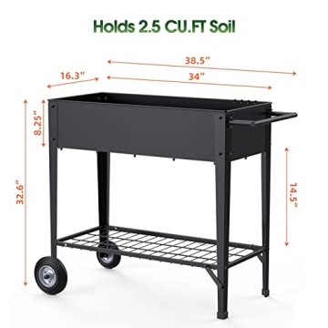 Highpro Raised Bed Garden with Wheels and Legs, Mobile Planter Box Elevated on Wheels Portable Planter Cart Outdoor Indoor for Vegetable Herbs Potted Plants Flowers