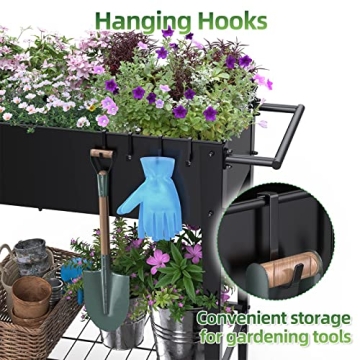 Highpro Raised Bed Garden with Wheels and Legs, Mobile Planter Box Elevated on Wheels Portable Planter Cart Outdoor Indoor for Vegetable Herbs Potted Plants Flowers