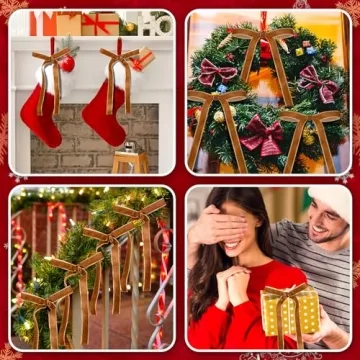 Elegant Glitinsel Velvet Bows for Christmas & Weddings