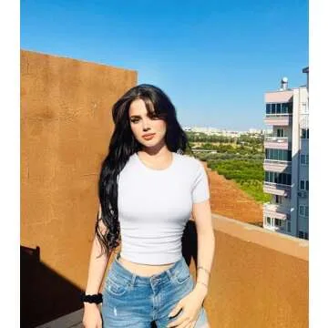 OQQ Womens 2 Piece Shirts Short Sleeve Crew Neck Ruched Stretch Fitted Tee Shirts Crop Tops White Smoke Grey