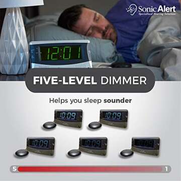 Sonic Alert Dual Extra Loud Alarm Clock with Bed Shaker | Sonic Boom Vibrating Alarm Clock for Heavy Sleepers, Battery Backup | Wake with a Shake