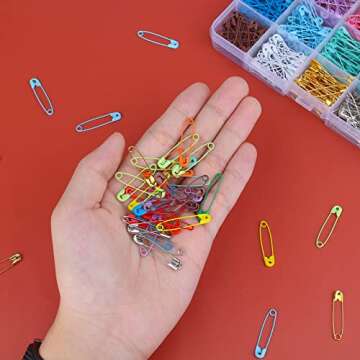 KINBOM 300pcs 32mm Colored Safety Pins, 15 Colors Metal Safety Pins for Art Craft Sewing and Jewelry Making