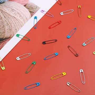 KINBOM 300pcs 32mm Colored Safety Pins, 15 Colors Metal Safety Pins for Art Craft Sewing and Jewelry Making