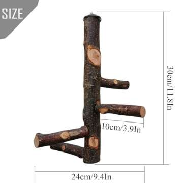 kathson Parrots Perch Natural Fruit Wood Stand Toy Branch Paw Grinding Standing Climbing Toy Cage Ac...