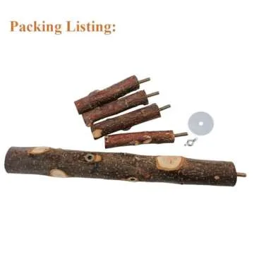 kathson Parrots Perch Natural Fruit Wood Stand Toy Branch Paw Grinding Standing Climbing Toy Cage Accessories for Small and Medium Birds,Parakeets,Lovebirds,African Grey,Cockatiels