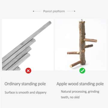 kathson Parrots Perch Natural Fruit Wood Stand Toy Branch Paw Grinding Standing Climbing Toy Cage Accessories for Small and Medium Birds,Parakeets,Lovebirds,African Grey,Cockatiels
